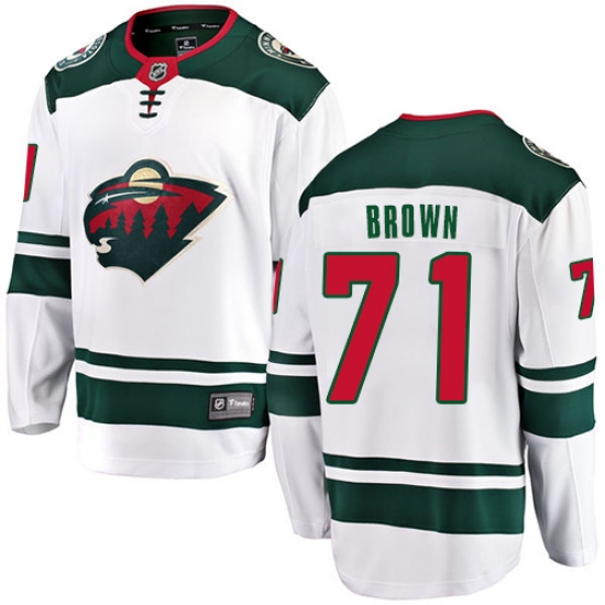 Youth Minnesota Wild 71 J TBrown Authentic White Away Fanatics Branded Breakaway NHL Jersey