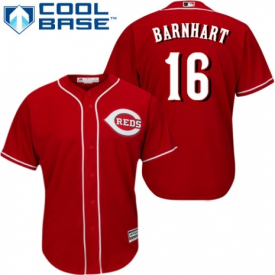 Youth Majestic Cincinnati Reds 16 Tucker Barnhart Replica Red Alternate Cool Base MLB Jersey