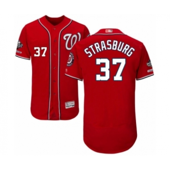 Men's Washington Nationals 37 Stephen Strasburg Red Alternate Flex Base Authentic Collection 2019 World Series Champions Baseball Jersey