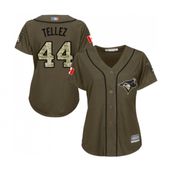 Women's Toronto Blue Jays 44 Rowdy Tellez Authentic Green Salute to Service Baseball Jersey