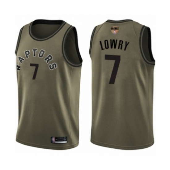 Youth Toronto Raptors 7 Kyle Lowry Swingman Green Salute to Service 2019 Basketball Finals Bound Jersey