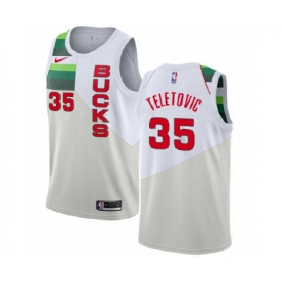 Women's Nike Milwaukee Bucks 35 Mirza Teletovic White Swingman Jersey - Earned Edition