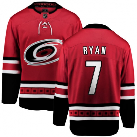 Men's Carolina Hurricanes 7 Derek Ryan Fanatics Branded Red Home Breakaway NHL Jersey