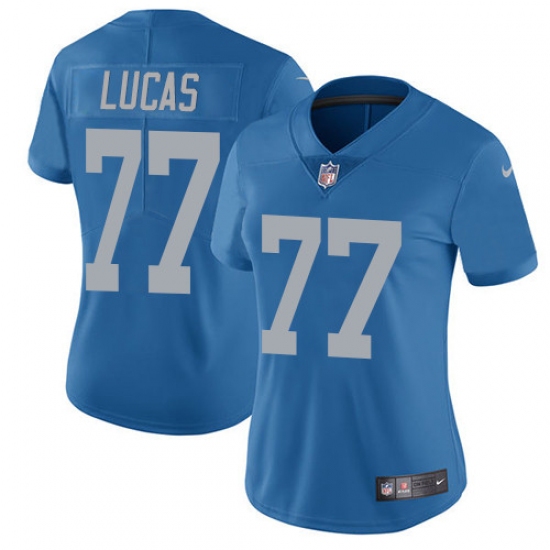 Women's Nike Detroit Lions 77 Cornelius Lucas Limited Blue Alternate Vapor Untouchable NFL Jersey