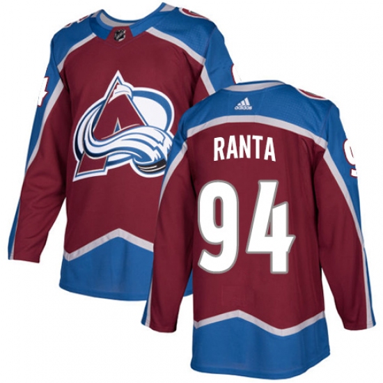 Men's Adidas Colorado Avalanche 94 Sampo Ranta Authentic Burgundy Red Home NHL Jersey