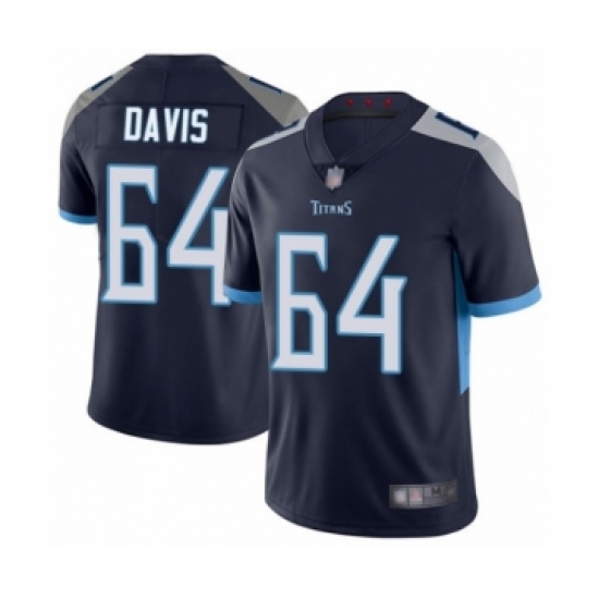 Men's Tennessee Titans 64 Nate Davis Navy Blue Team Color Vapor Untouchable Limited Player Football Jersey