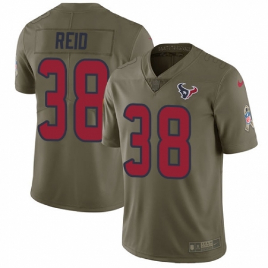 Men's Nike Houston Texans 38 Justin Reid Limited Olive 2017 Salute to Service NFL Jersey