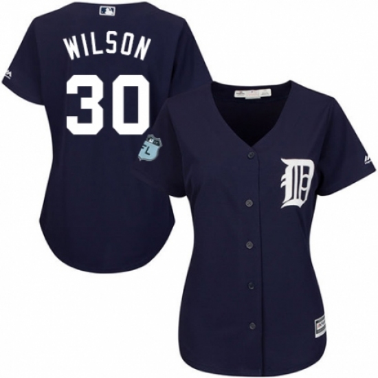 Women's Majestic Detroit Tigers 30 Alex Wilson Replica Navy Blue Alternate Cool Base MLB Jersey