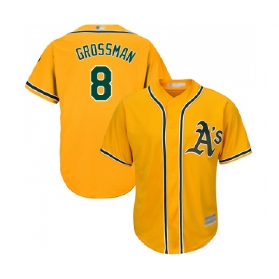 Men's Oakland Athletics 8 Robbie Grossman Replica Gold Alternate 2 Cool Base Baseball Jersey