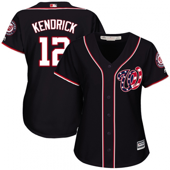 Women's Majestic Washington Nationals 12 Howie Kendrick Authentic Red Alternate 1 Cool Base MLB Jersey