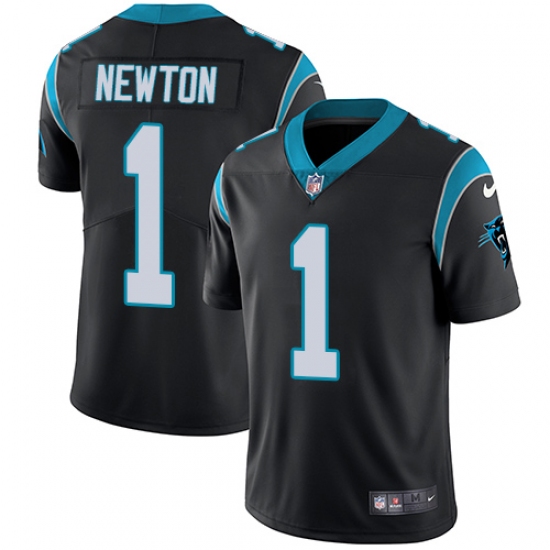 Men's Nike Carolina Panthers 1 Cam Newton Black Team Color Vapor Untouchable Limited Player NFL Jersey