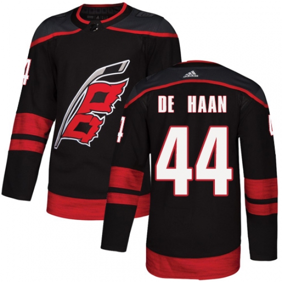 Men's Adidas Carolina Hurricanes 44 Calvin De Haan Black Authentic Alternate NHL Jersey