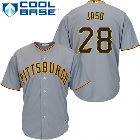 Men's Majestic Pittsburgh Pirates 28 John Jaso Replica Grey Road Cool Base MLB Jersey