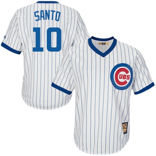 Men's Majestic Chicago Cubs 10 Ron Santo Replica White Home Cooperstown MLB Jersey