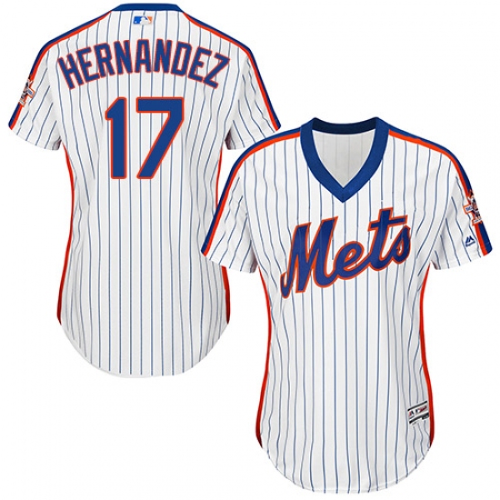 Women's Majestic New York Mets 17 Keith Hernandez Authentic White Alternate Cool Base MLB Jersey