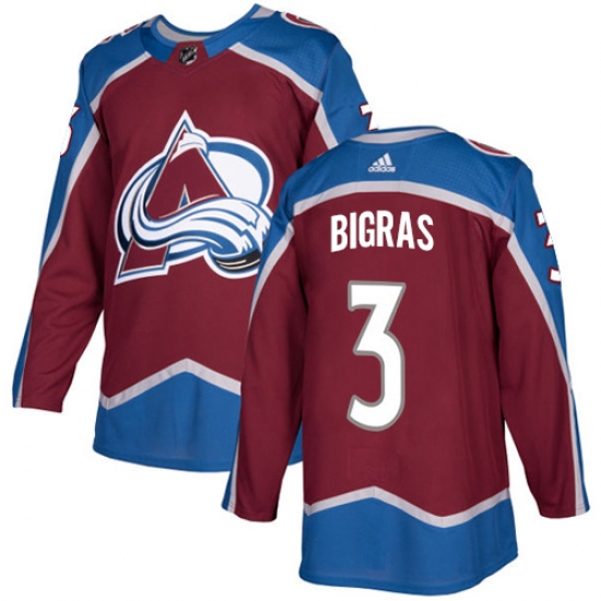 Men's Adidas Colorado Avalanche 3 Chris Bigras Premier Burgundy Red Home NHL Jersey