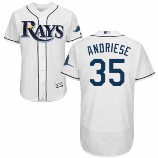 Men's Majestic Tampa Bay Rays 35 Matt Andriese Home White Home Flex Base Authentic Collection MLB Jersey