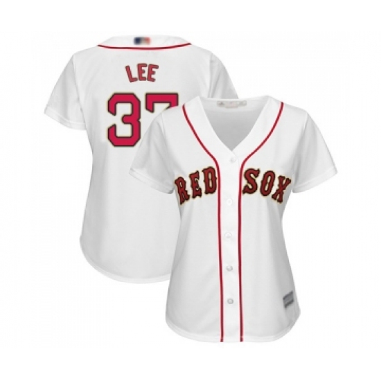 Women's Boston Red Sox 37 Bill Lee Authentic White 2019 Gold Program Cool Base Baseball Jersey