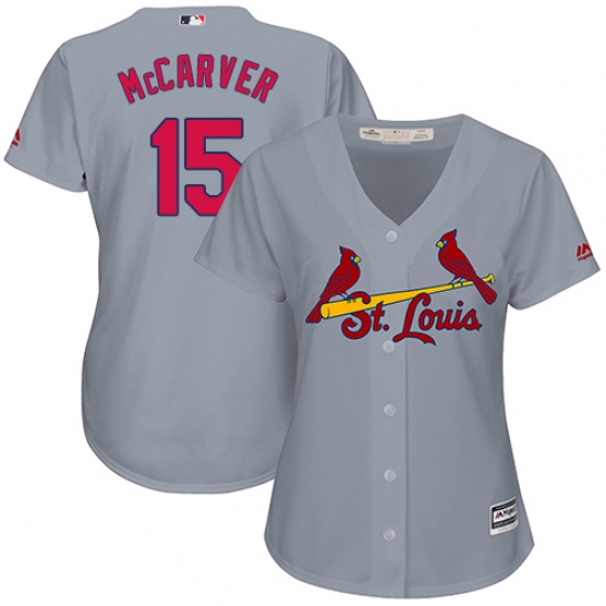 Women's Majestic St. Louis Cardinals 15 Tim McCarver Replica Grey Road Cool Base MLB Jersey