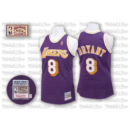 Men's Mitchell and Ness Los Angeles Lakers 8 Kobe Bryant Swingman Purple Throwback NBA Jersey