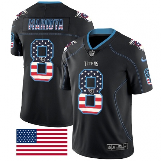 Men's Nike Tennessee Titans 8 Marcus Mariota Limited Black Rush USA Flag NFL Jersey