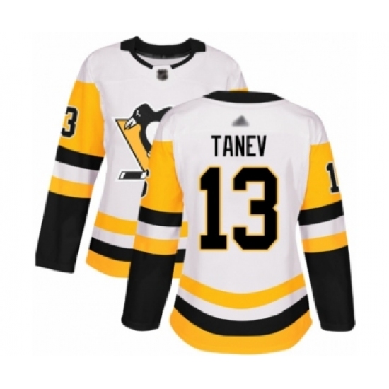 Women's Pittsburgh Penguins 13 Brandon Tanev Authentic White Away Hockey Jersey