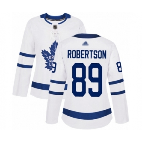 Women's Toronto Maple Leafs 89 Nicholas Robertson Authentic White Away Hockey Jersey