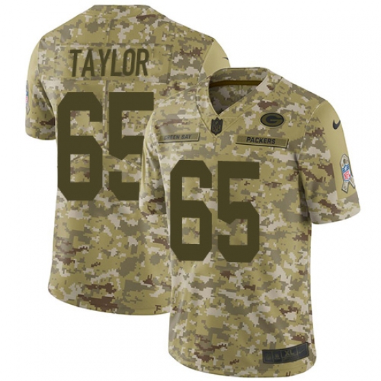 Youth Nike Green Bay Packers 65 Lane Taylor Limited Camo 2018 Salute to Service NFL Jersey