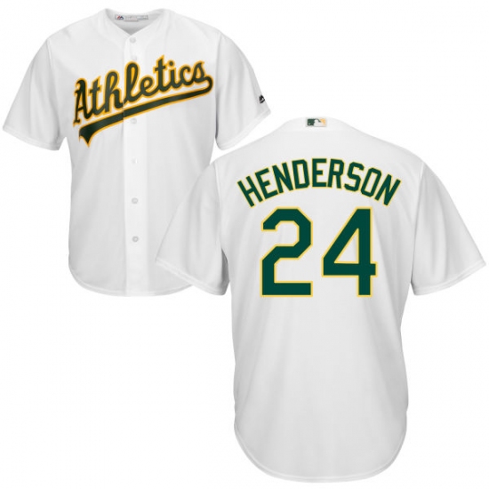 Men's Majestic Oakland Athletics 24 Rickey Henderson Replica White Home Cool Base MLB Jersey