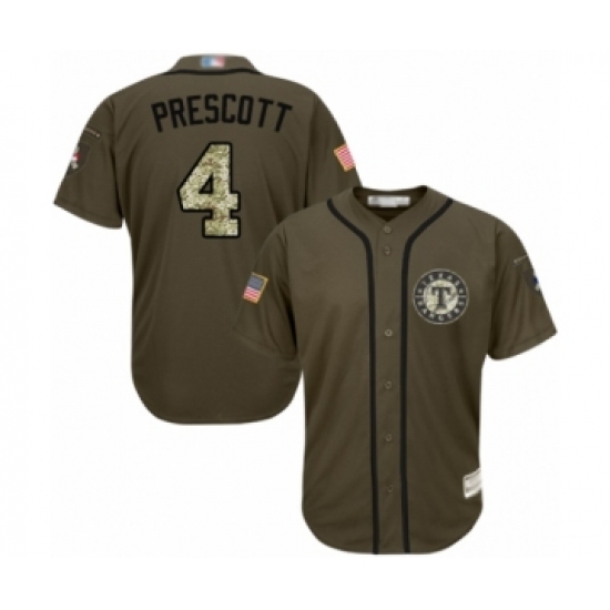 Youth Texas Rangers 4 Dak Prescott Authentic Green Salute to Service Baseball Jersey