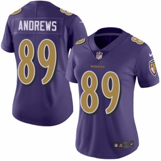 Women's Nike Baltimore Ravens 89 Mark Andrews Limited Purple Rush Vapor Untouchable NFL Jersey