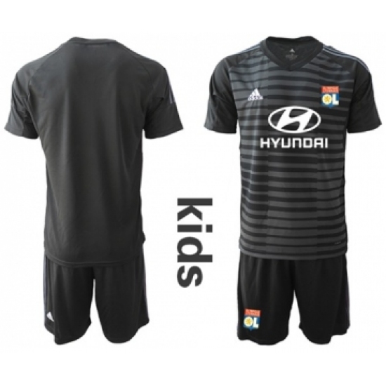 Lyon Blank Black Goalkeeper Kid Soccer Club Jersey