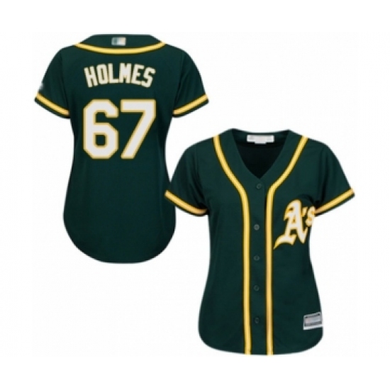 Women's Oakland Athletics 67 Grant Holmes Authentic Green Alternate 1 Cool Base Baseball Player Jersey