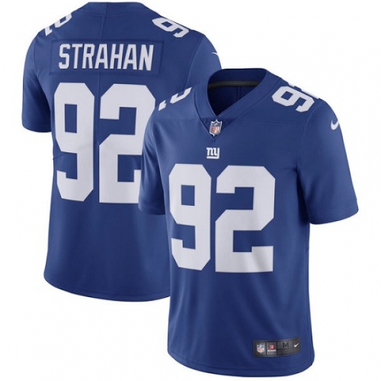 Men's Nike New York Giants 92 Michael Strahan Royal Blue Team Color Vapor Untouchable Limited Player NFL Jersey