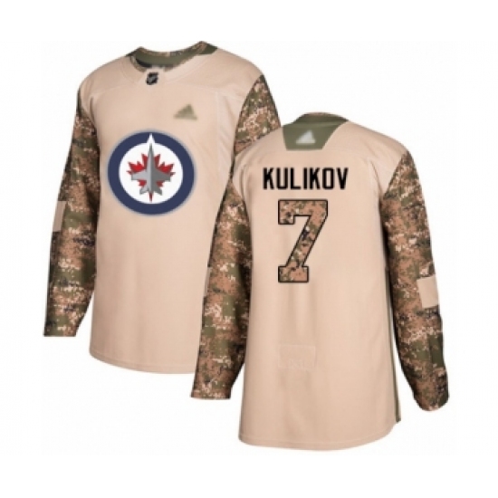 Youth Winnipeg Jets 7 Dmitry Kulikov Authentic Camo Veterans Day Practice Hockey Jersey