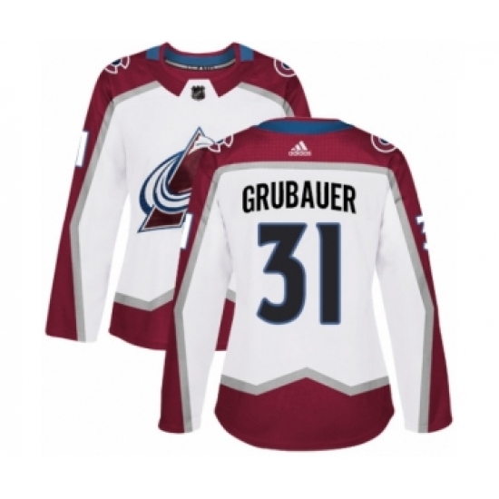 Women's Adidas Colorado Avalanche 31 Philipp Grubauer Authentic White Away NHL Jersey