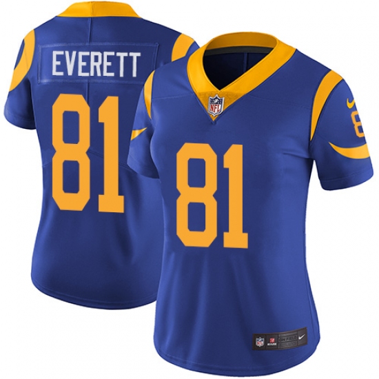 Women's Nike Los Angeles Rams 81 Gerald Everett Elite Royal Blue Alternate NFL Jersey