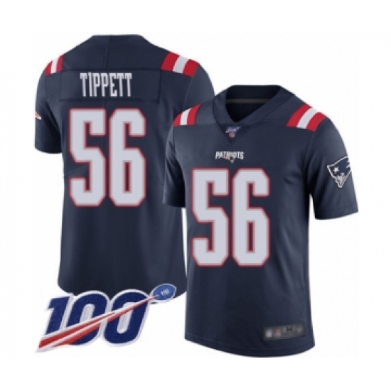 Men's New England Patriots 56 Andre Tippett Limited Navy Blue Rush Vapor Untouchable 100th Season Football Jersey