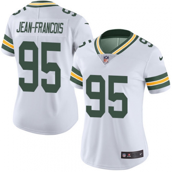 Women's Nike Green Bay Packers 95 Ricky Jean-Francois Elite White NFL Jersey