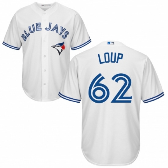 Men's Majestic Toronto Blue Jays 62 Aaron Loup Replica White Home MLB Jersey