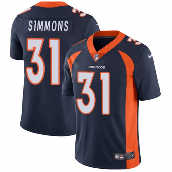 Men's Nike Denver Broncos 31 Justin Simmons Navy Blue Alternate Vapor Untouchable Limited Player NFL Jersey