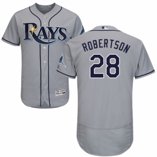 Men's Majestic Tampa Bay Rays 28 Daniel Robertson Grey Road Flex Base Authentic Collection MLB Jersey