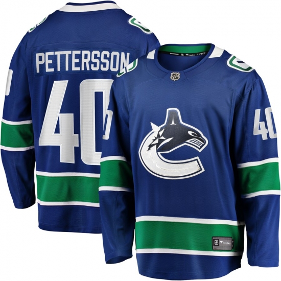 Men's Vancouver Canucks 40 Elias Pettersson Fanatics Branded Blue 2019-20 Home Premier Breakaway Player Jersey