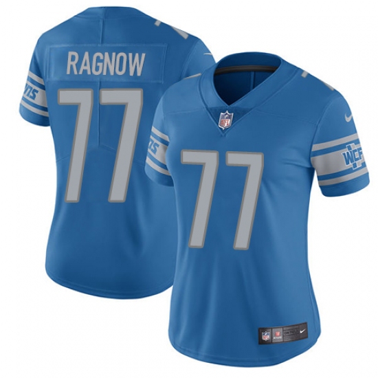 Women's Nike Detroit Lions 77 Frank Ragnow Blue Team Color Vapor Untouchable Limited Player NFL Jersey