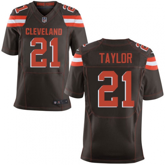 Men's Nike Cleveland Browns 21 Jamar Taylor Elite Brown Team Color NFL Jersey