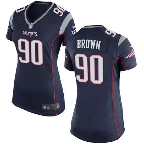 Women's Nike New England Patriots 90 Malcom Brown Game Navy Blue Team Color NFL Jersey