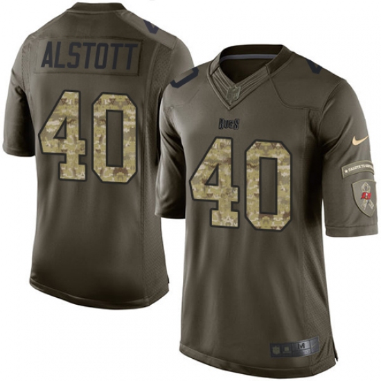 Men's Nike Tampa Bay Buccaneers 40 Mike Alstott Elite Green Salute to Service NFL Jersey