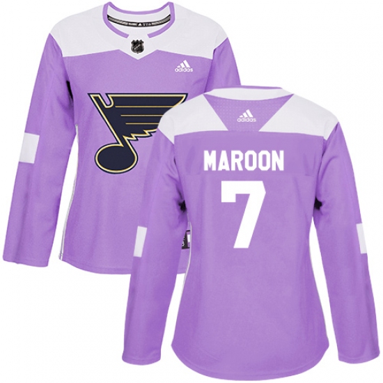 Women's Adidas St. Louis Blues 7 Patrick Maroon Authentic Purple Fights Cancer Practice NHL Jersey