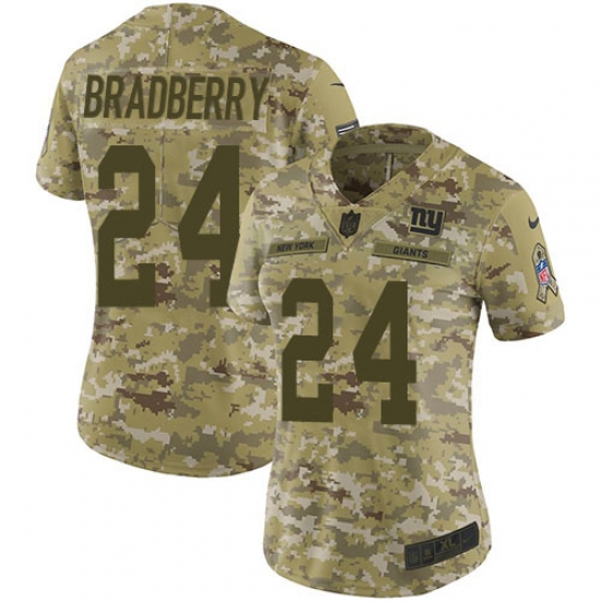 Women's New York Giants 24 James Bradberry Camo Stitched Limited 2018 Salute To Service Jersey