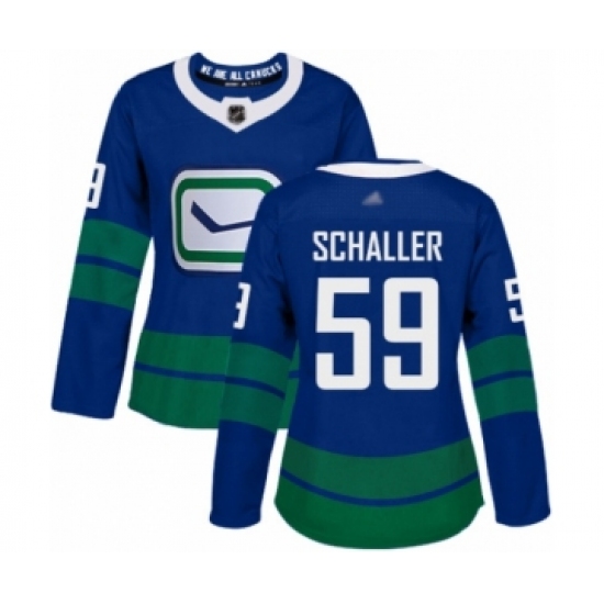 Women's Vancouver Canucks 59 Tim Schaller Authentic Royal Blue Alternate Hockey Jersey